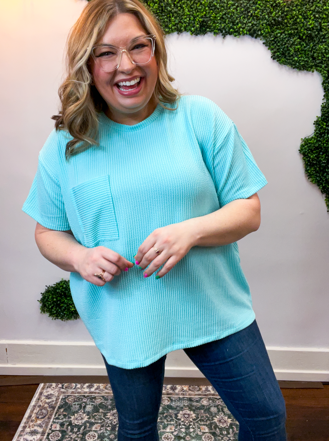 Ripple & Relax Pocket Top in Mint