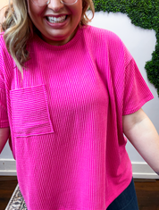 Ripple & Relax Pocket Top in Neon Hot Pink
