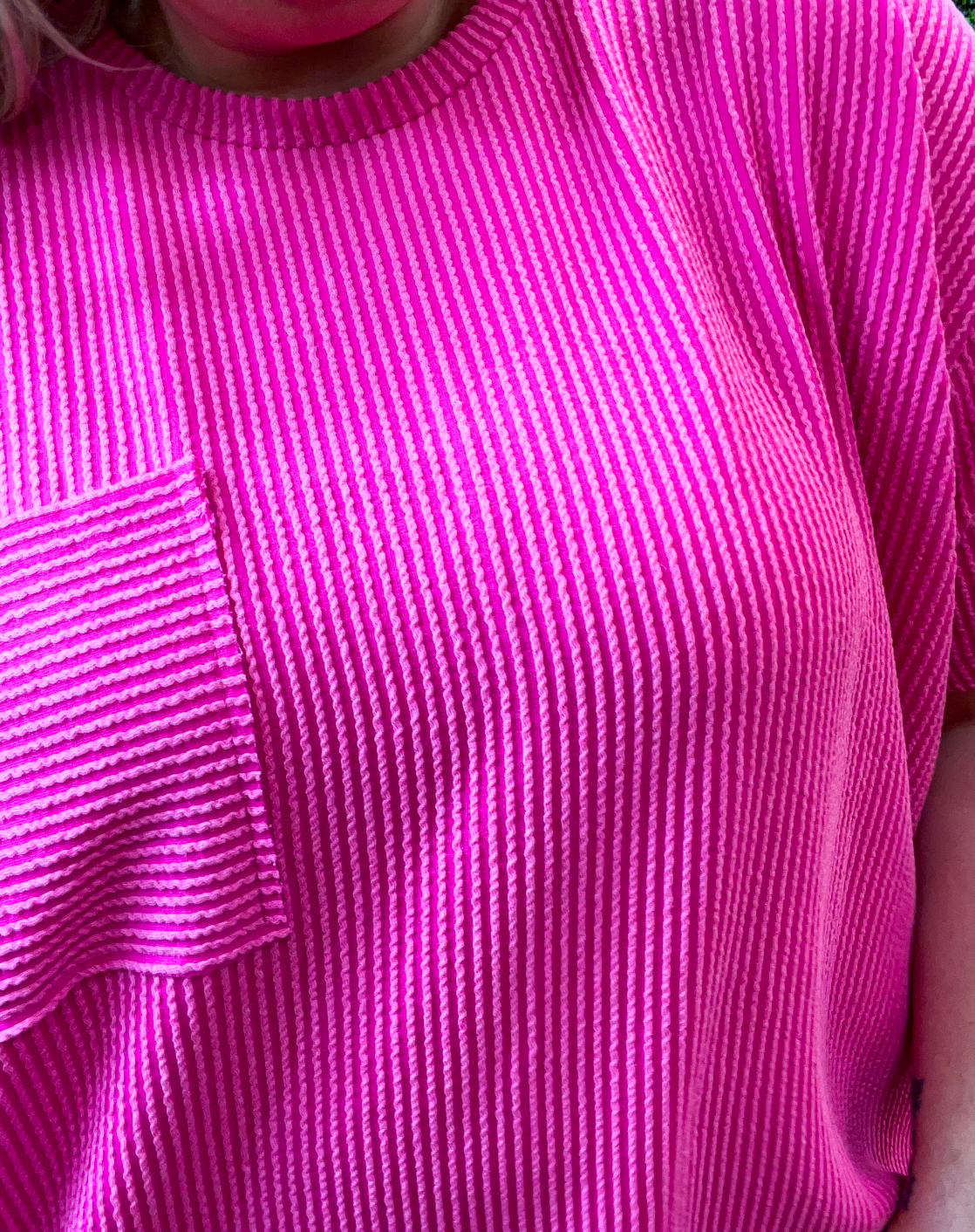 Ripple & Relax Pocket Top in Neon Hot Pink
