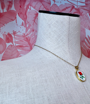 Stainless Steel Tarnish Free Handmade Ceramic Necklace - Rose  *Final Sale*