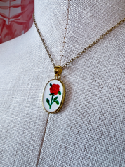 Stainless Steel Tarnish Free Handmade Ceramic Necklace - Rose  *Final Sale*