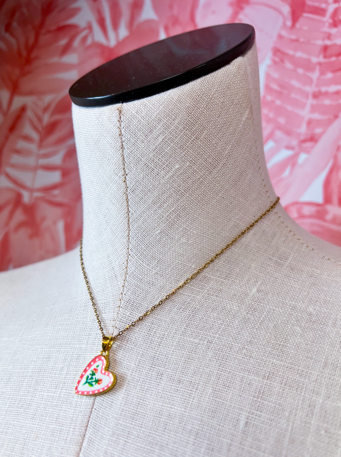 Stainless Steel Tarnish Free Handmade Ceramic Necklace - Heart  *Final Sale*