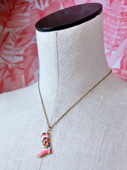 Stainless Steel Tarnish Free Handmade Ceramic Necklace - Boot *Final Sale*