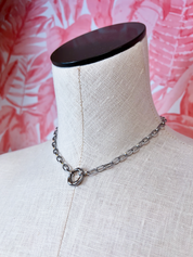 Stainless Steel Tarnish-Free Open Oval Necklace in Silver *Final Sale*