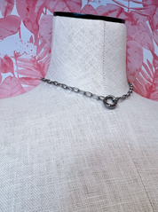 Stainless Steel Tarnish-Free Open Oval Necklace in Silver *Final Sale*