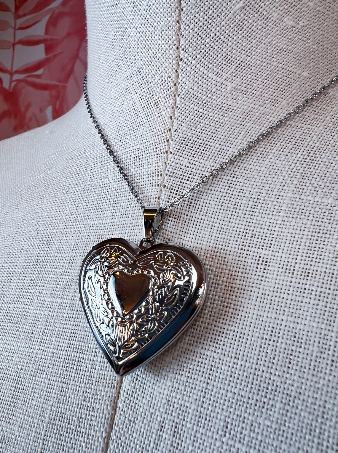 Stainless Steel Tarnish Free Locket Heart Necklace in Silver *Final Sale*