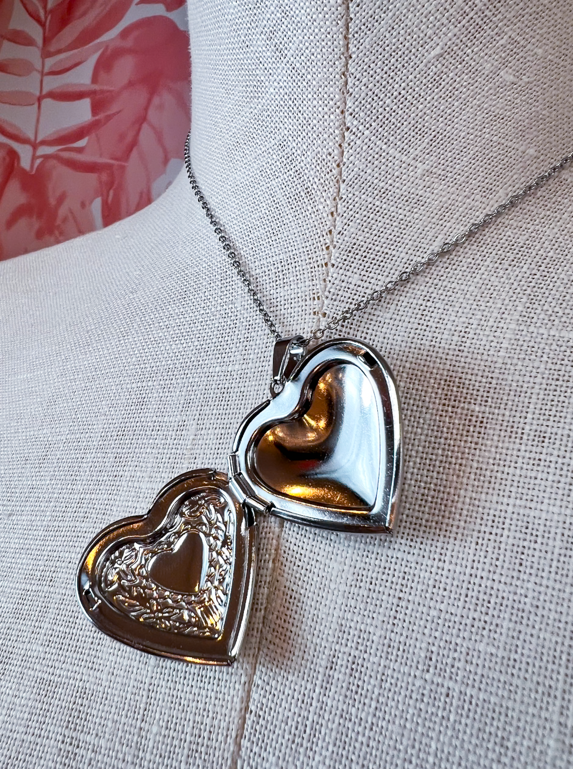Stainless Steel Tarnish Free Locket Heart Necklace in Silver *Final Sale*