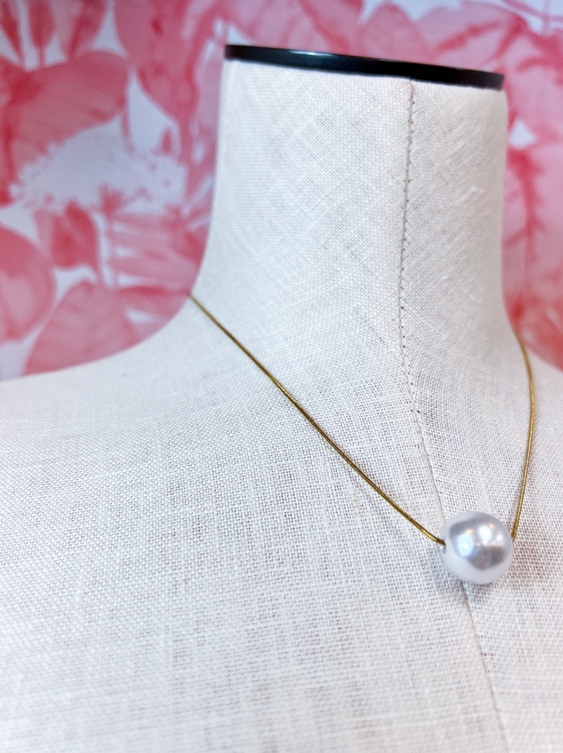 Stainless Steel Tarnish-Free Pearl Necklace in Gold *Final Sale*