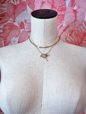 Crystal Cluster Charm Double-Layer Necklace *Final Sale*