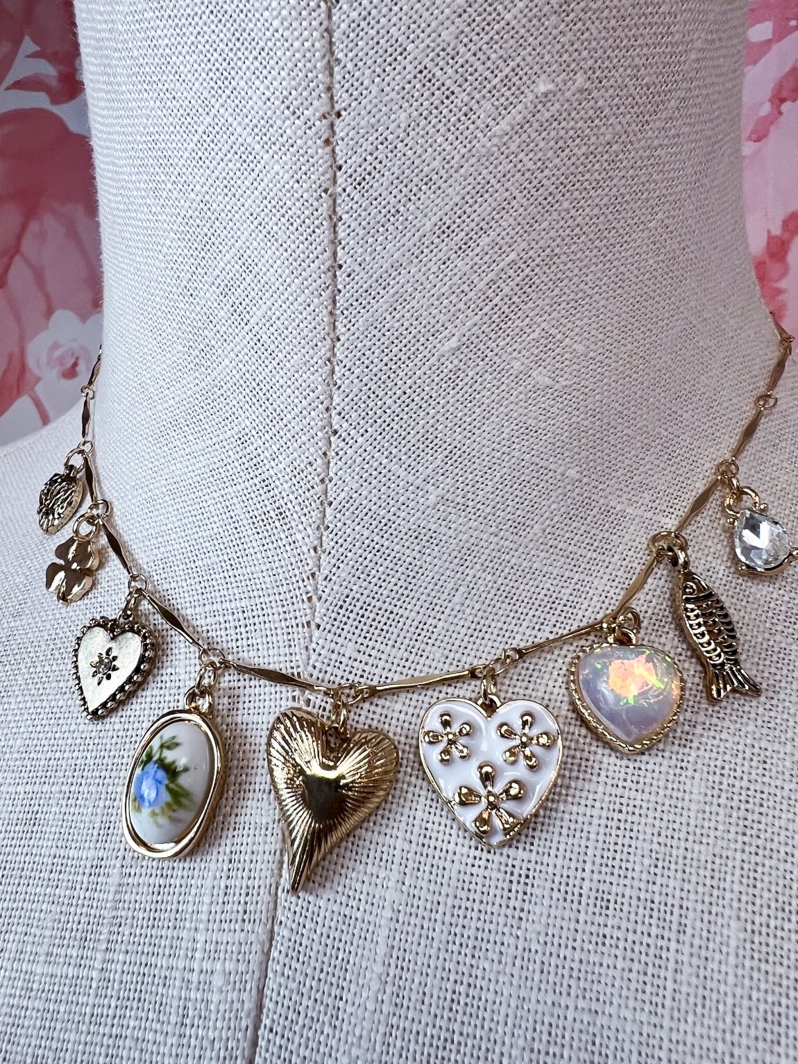 Hearts Clover Fish & More Charm Necklace *Final Sale*