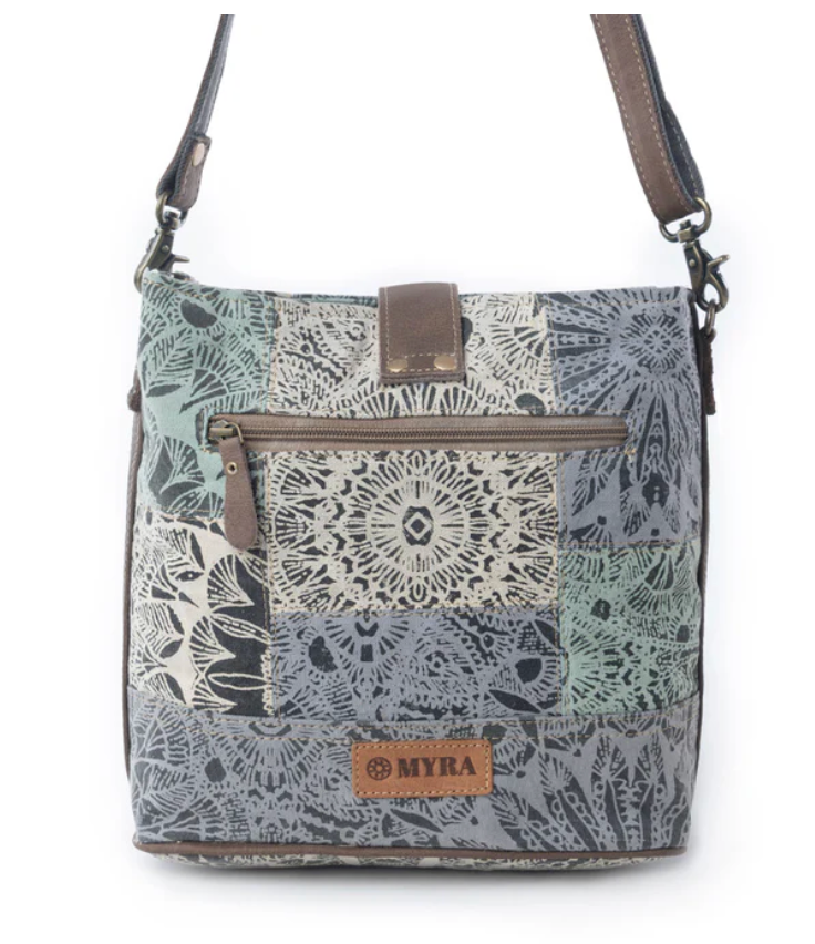 Myra | Willow Trace Canvas & Hairon Bag in Geo Sage *FINAL SALE*