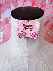 Doodle Daisy & Pearl Stud Earrings in Pink *Final Sale*
