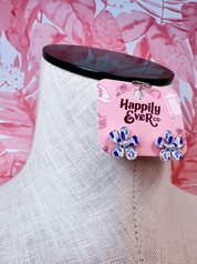 Doodle Daisy & Pearl Stud Earrings in Blue *Final Sale*