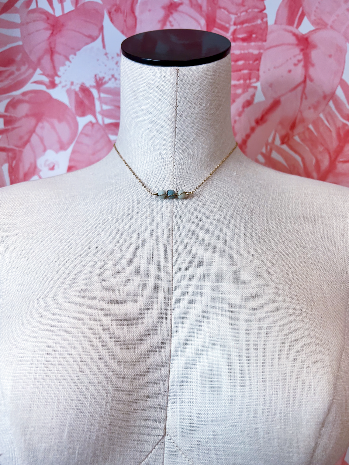 Wire Wrapped Semi Precious Stone Necklace in Amazonite *Final Sale*