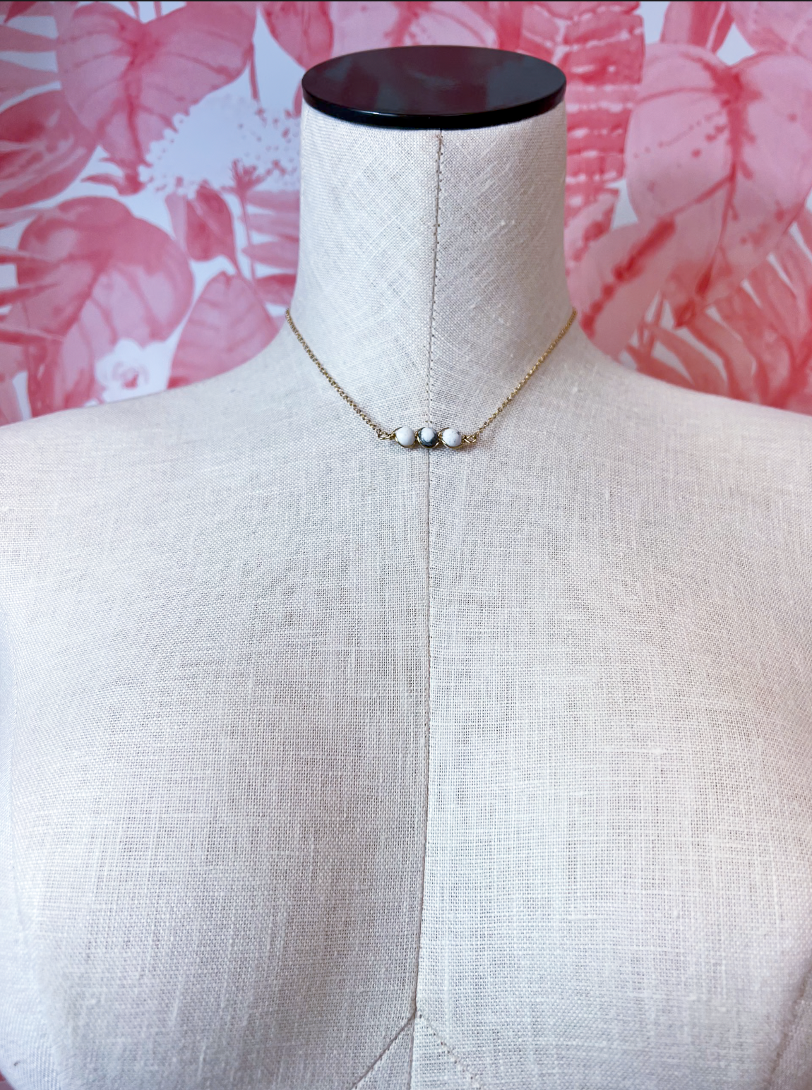 Wire Wrapped Semi Precious Stone Necklace in Howlite *Final Sale*