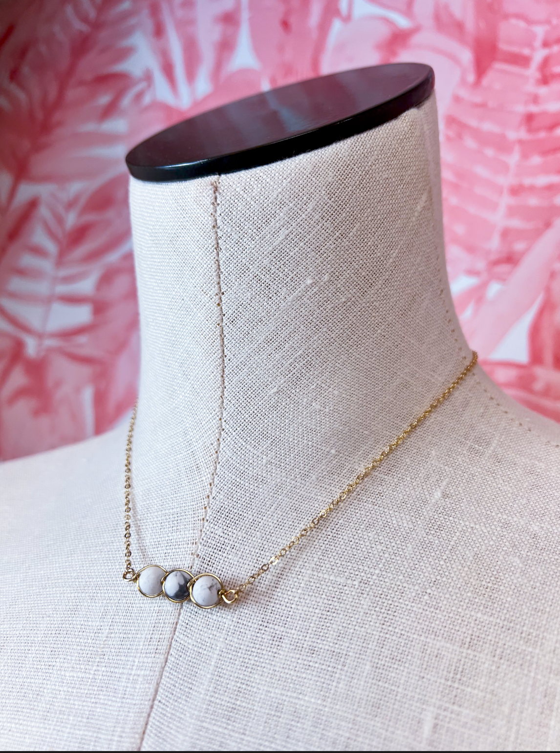 Wire Wrapped Semi Precious Stone Necklace in Howlite *Final Sale*