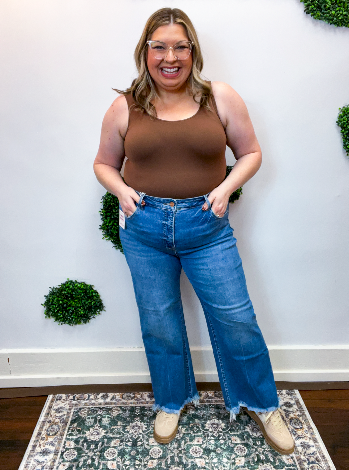 Risen | Tummy Control High Rise Ankle Straight Jeans in Medium Wash