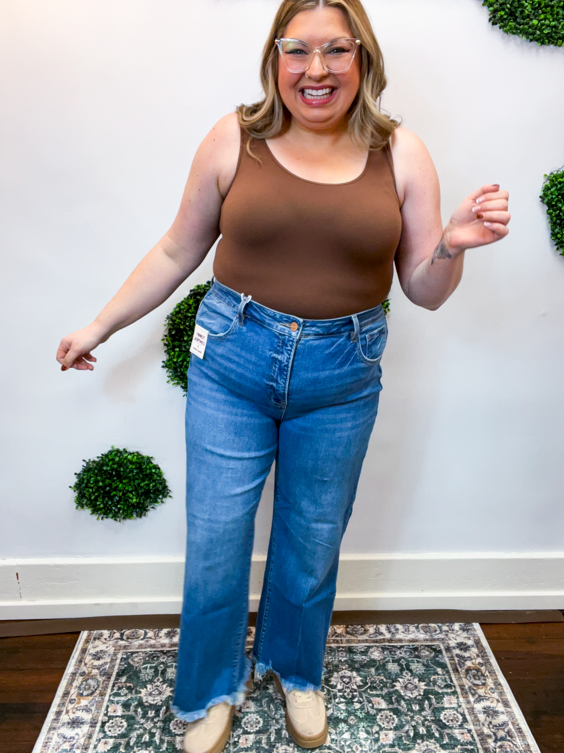 Risen | Tummy Control High Rise Ankle Straight Jeans in Medium Wash