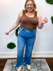 Risen | Tummy Control High Rise Ankle Straight Jeans in Medium Wash