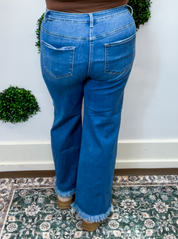 Risen | Tummy Control High Rise Ankle Straight Jeans in Medium Wash