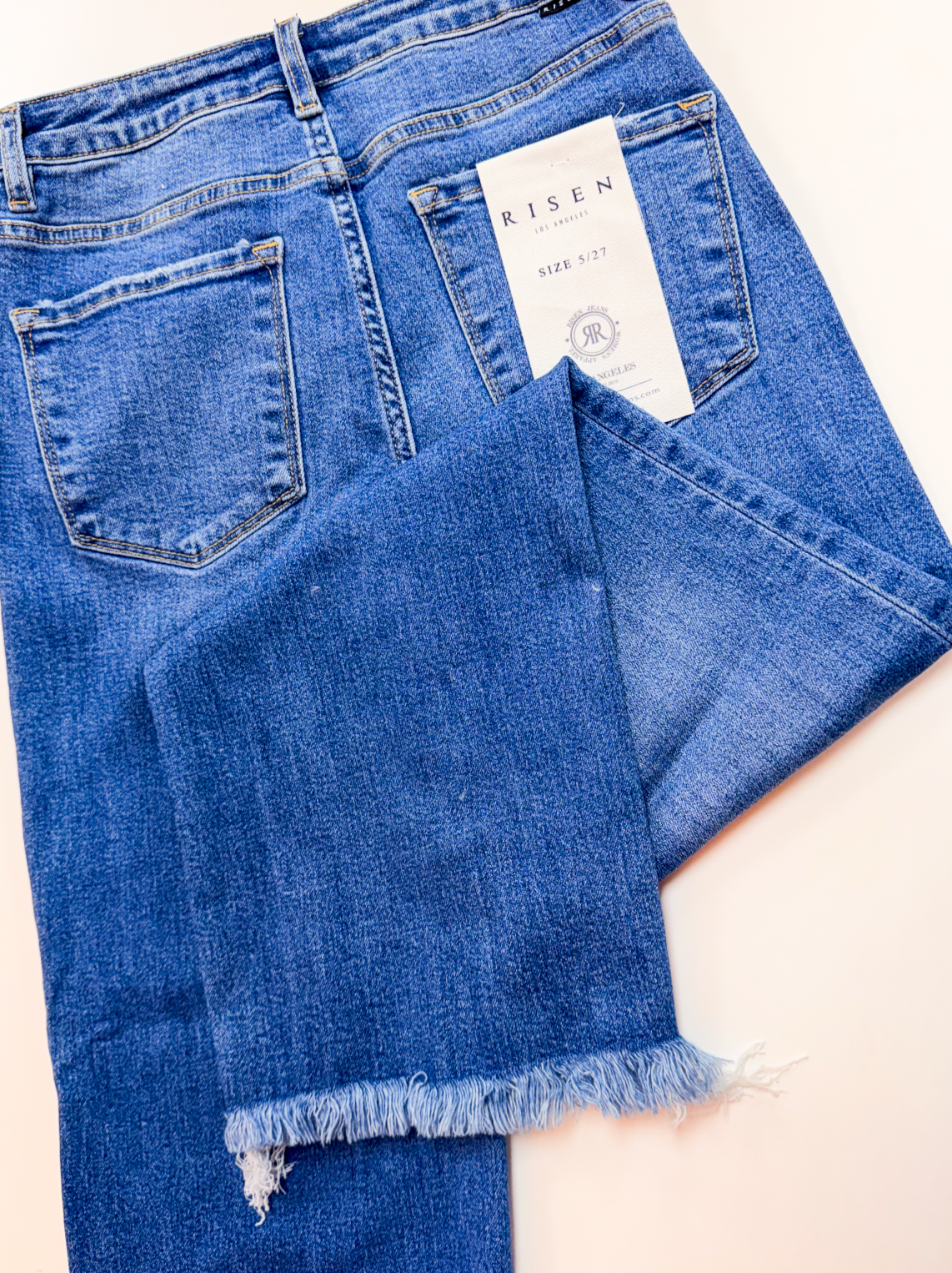 Risen | Tummy Control High Rise Ankle Straight Jeans in Medium Wash