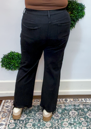 Risen | Tummy Control High Rise Crop Straight Pants in Black