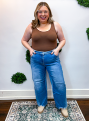 Risen | Slouchy Cropped Barrel Jeans With Contrast Wash