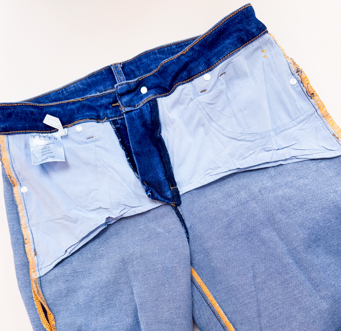 Risen | Tummy Control High Rise Wide Leg Cuffed Jeans in Dark Wash