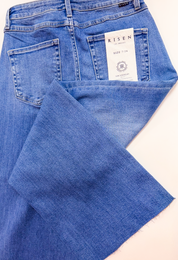 Risen | Tummy Control High Rise Crop Wide Leg Jeans in Medium Wash