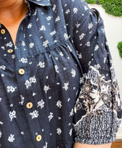 Easel | Midnight Meadow Button Down Top
