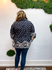 Easel | Midnight Meadow Button Down Top