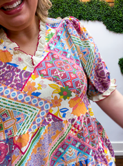 Easel | Patchwork Petals Babydoll Top