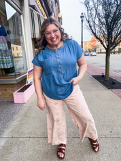 Easel | Petal Patch Wide Leg Pants