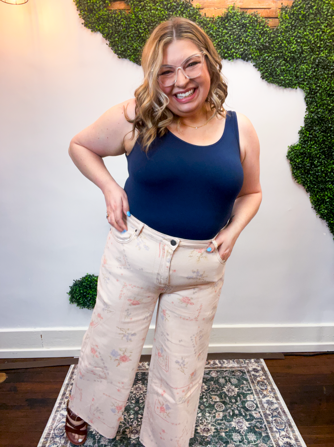 Easel | Petal Patch Wide Leg Pants