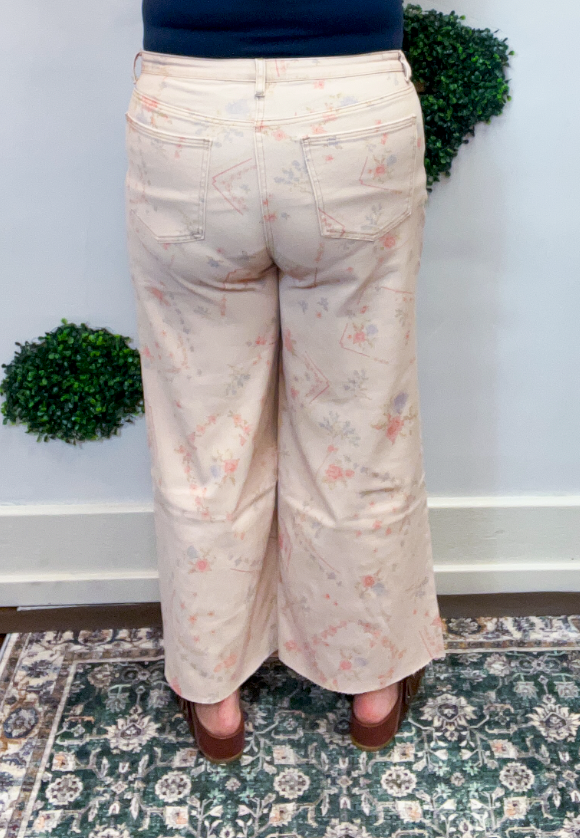 Easel | Petal Patch Wide Leg Pants
