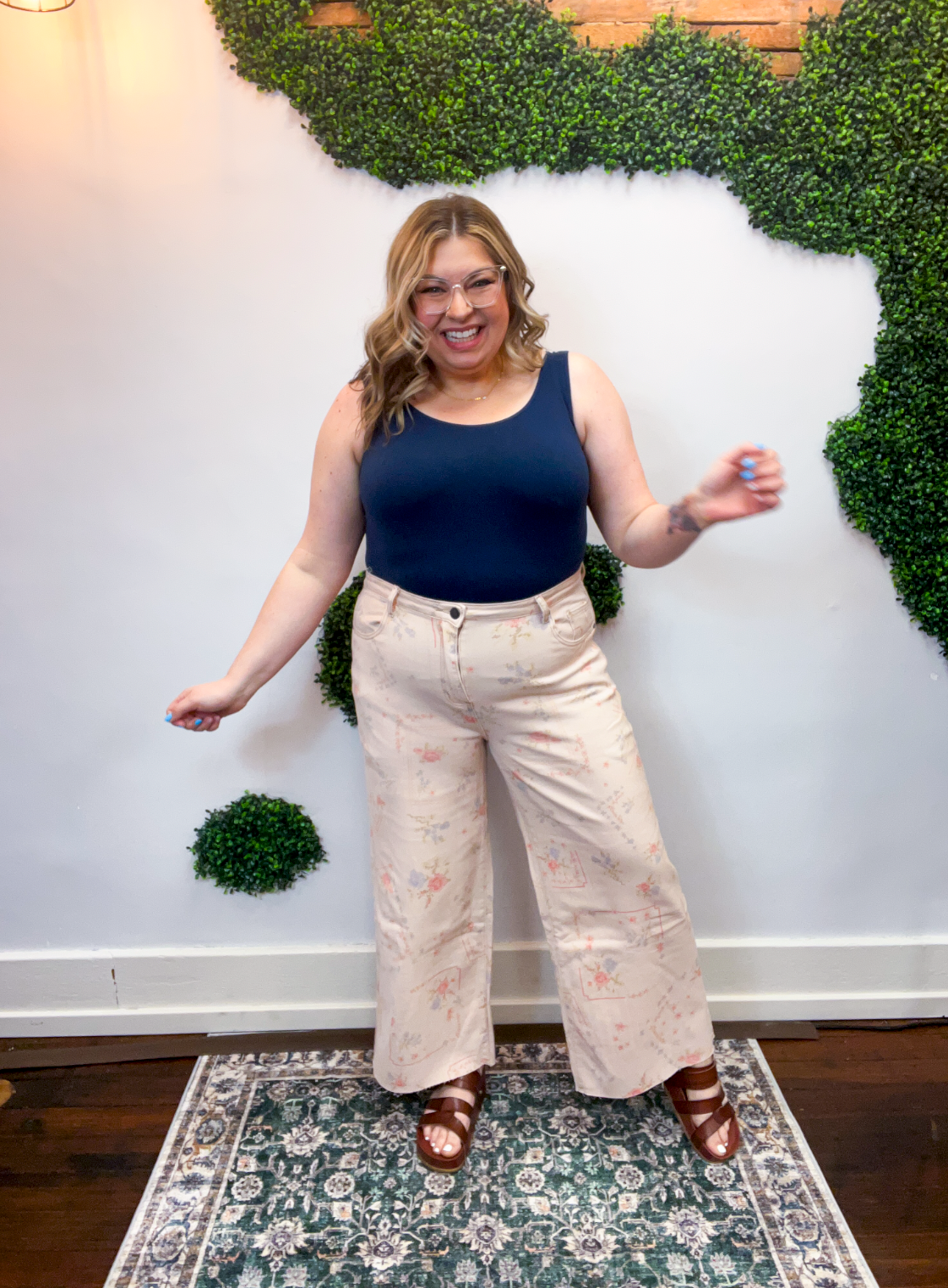 Easel | Petal Patch Wide Leg Pants