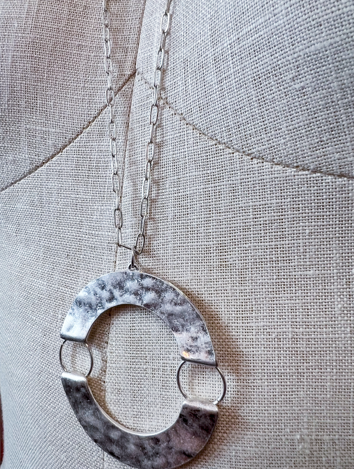 Circle Back Necklace Long Necklace in Silver  *Final Sale*
