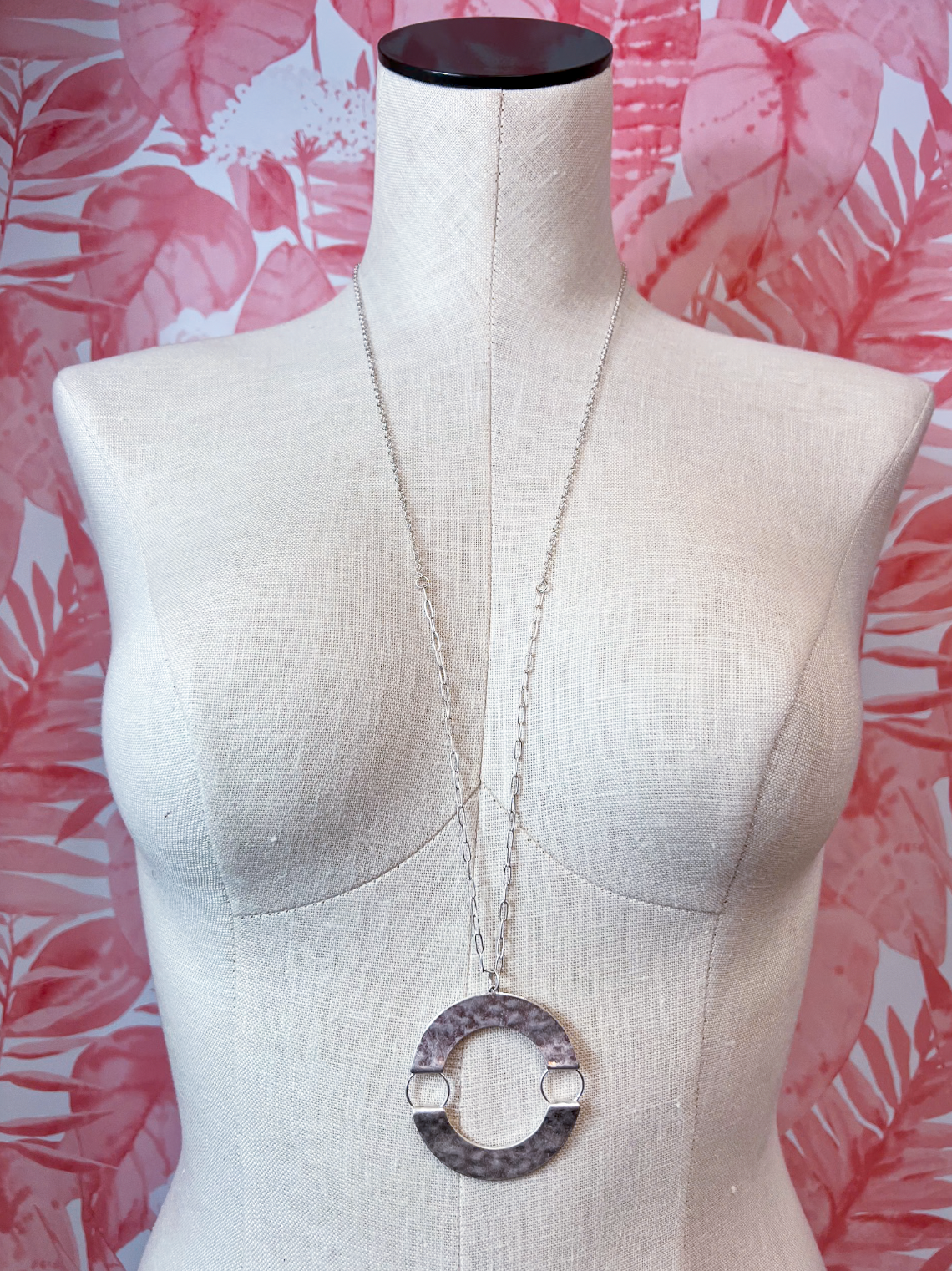Circle Back Necklace Long Necklace in Silver  *Final Sale*