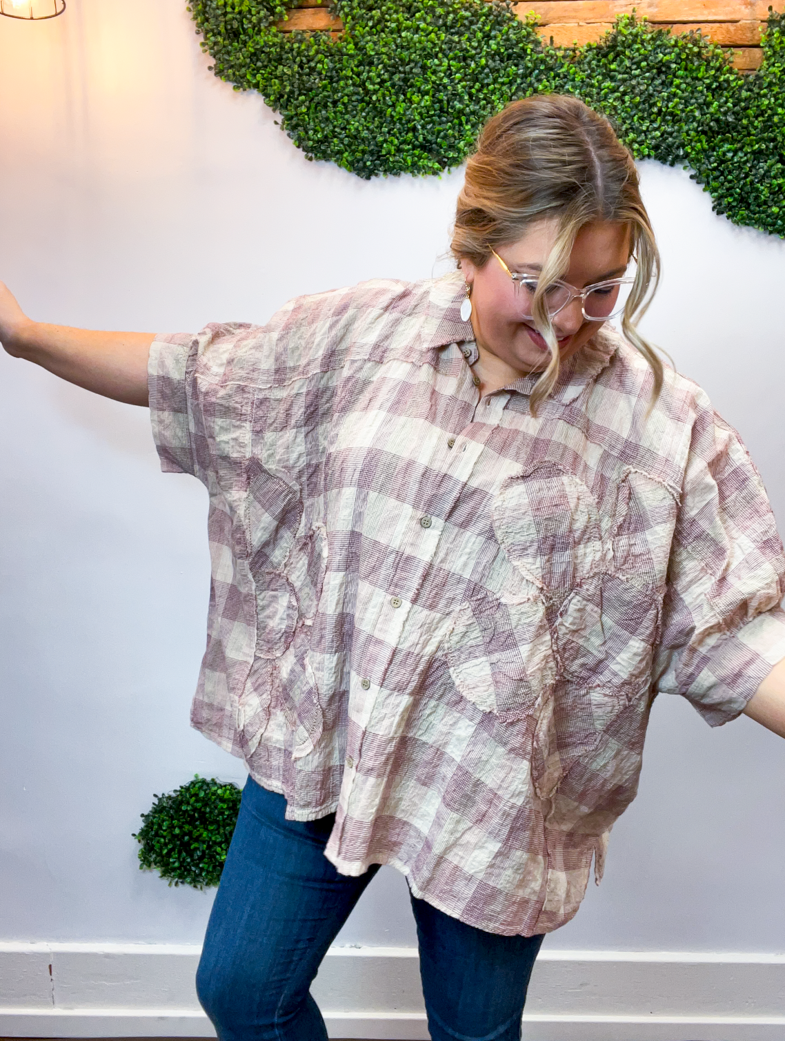 Easel | Faded Fields Plaid Top