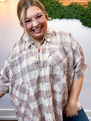 Easel | Faded Fields Plaid Top