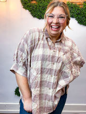 Easel | Faded Fields Plaid Top