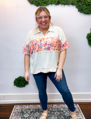 Ric Rac Rendezvous Top in Oatmeal & Peach