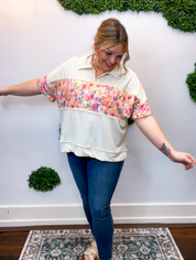 Ric Rac Rendezvous Top in Oatmeal & Peach