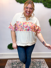 Ric Rac Rendezvous Top in Oatmeal & Peach