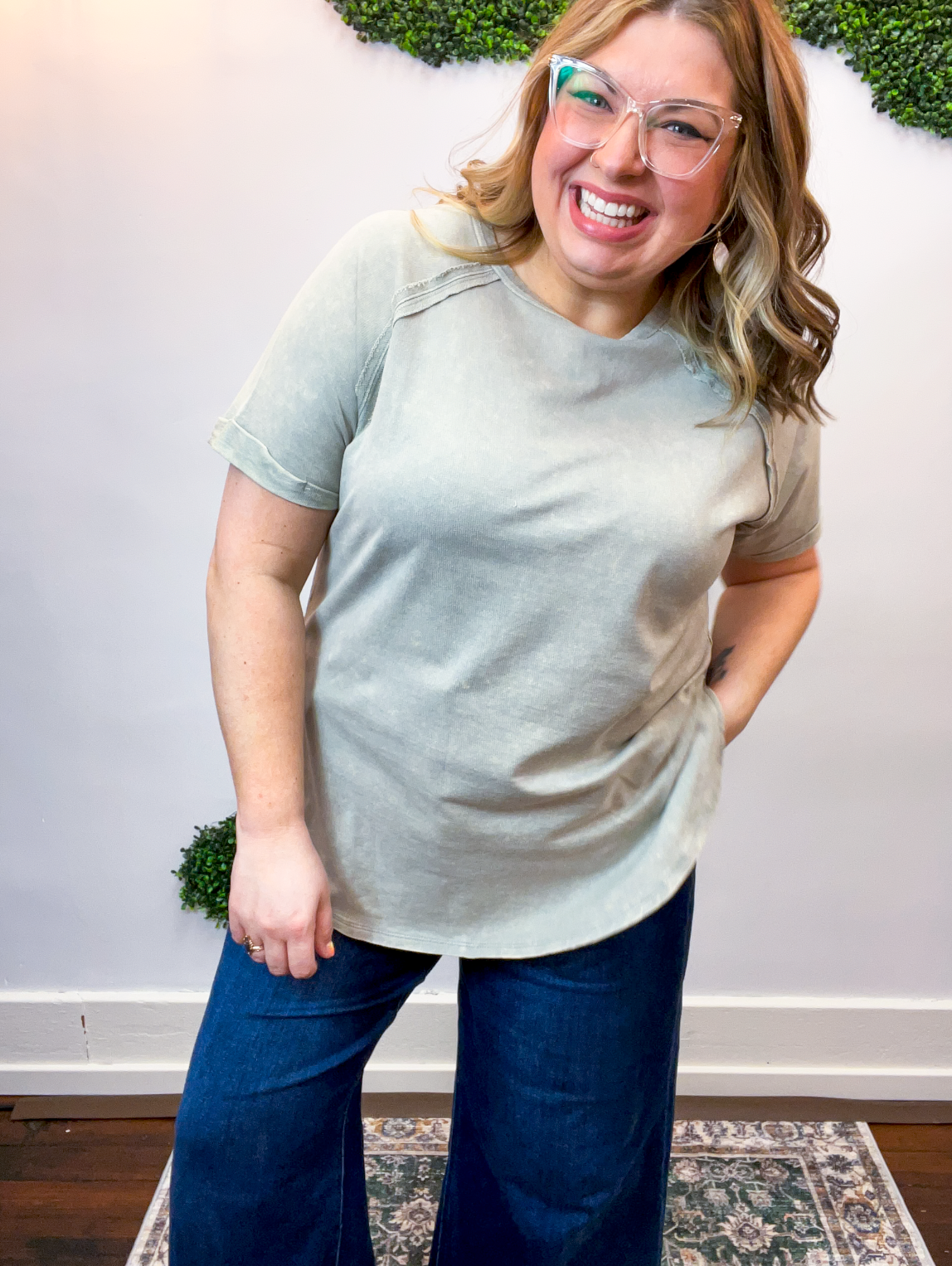 Sunkissed Crinkle Off Duty Top in Sleet