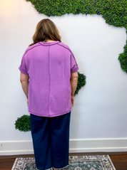 That Girl V-Neck Ribbed Top in Light Plum