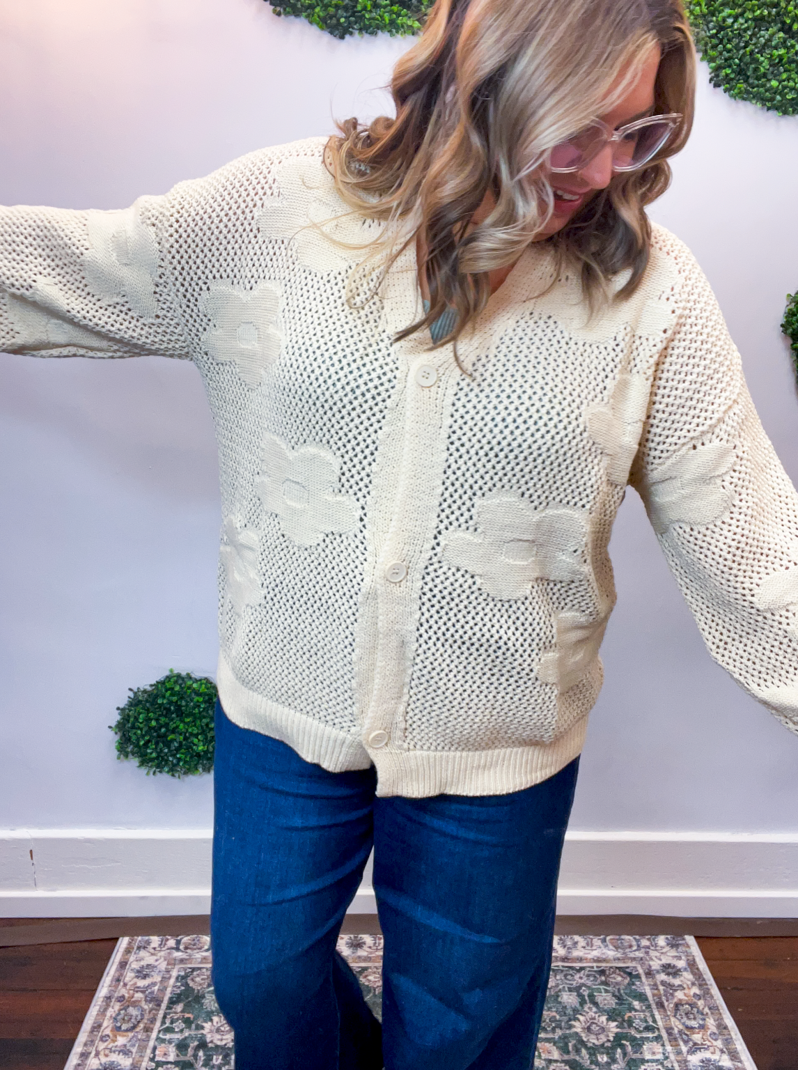 Daisy Dream Cardigan in Oatmeal