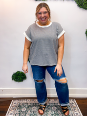 Pop of Happy Stripe Top in Black