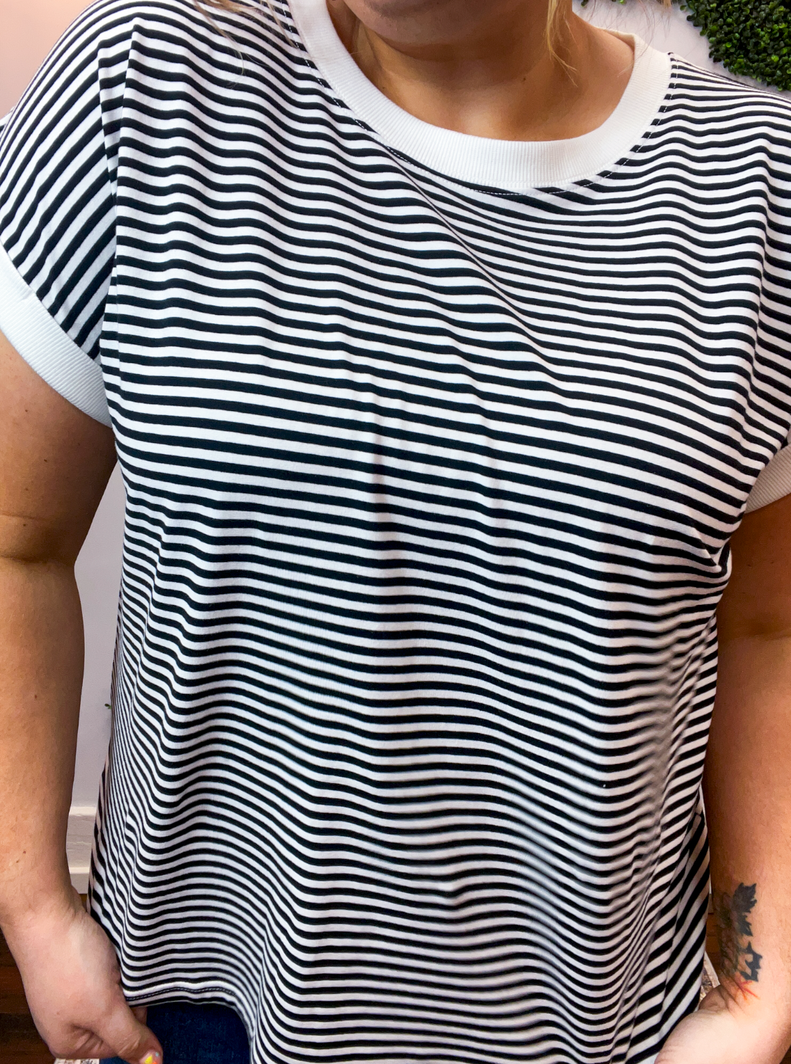 Pop of Happy Stripe Top in Black