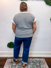 Pop of Happy Stripe Top in Black